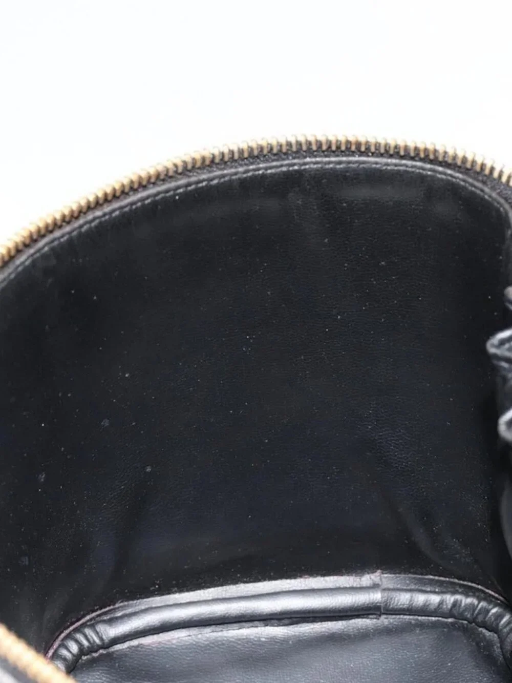 CHANEL Bicolore Vanity Hand Bag Lamb Skin Black Gold CC Auth 181100